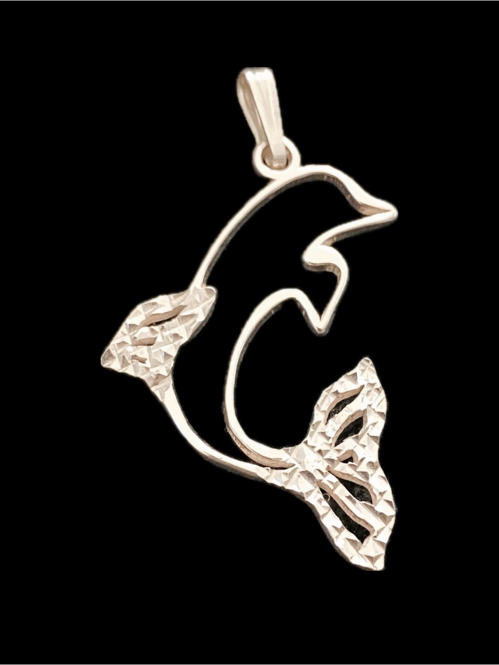 Vintage WJ Waldeck Johnson Silver Diamond Cut Dolphin Pendant - Collectible